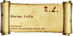 Koren Lola névjegykártya